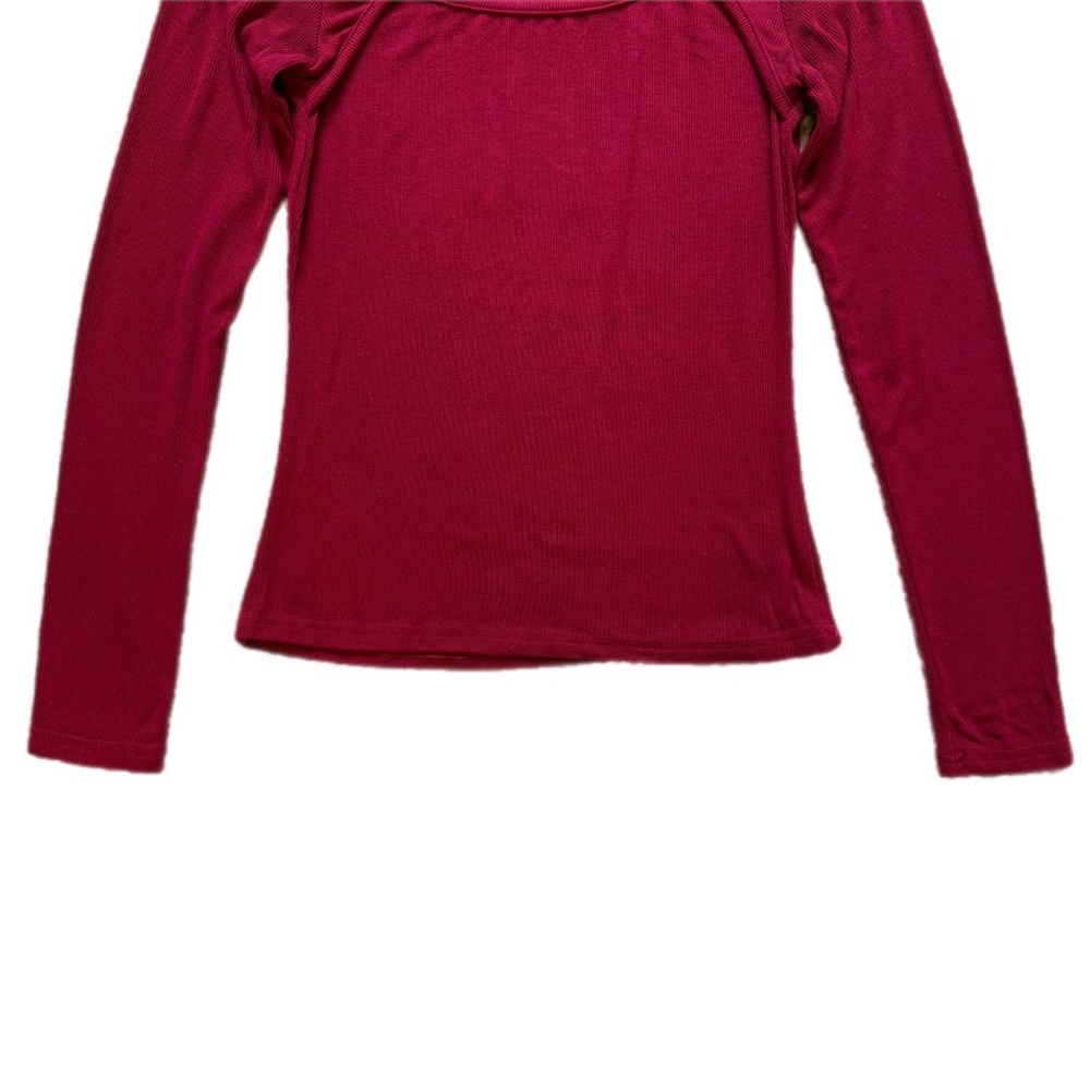 Lulus Burgundy Cutout Long Sleeve Top - Size Small! - Picture 3 of 7